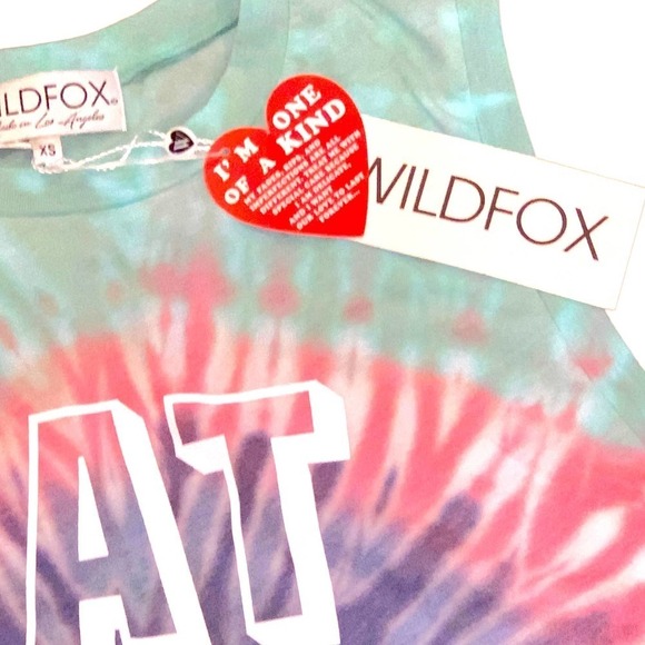 Wildfox Eat Pie Tie Dye Tank Top Muscle T-Shirt Graphic Multicolor NWT XS - Picture 6 of 10
